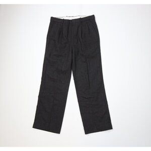 Vtg 70s Streetwear Mens 30x28 Wool Tweed Pleated Chino Pants Trousers Gray USA